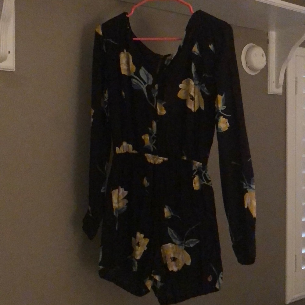 Volcom black floral romper